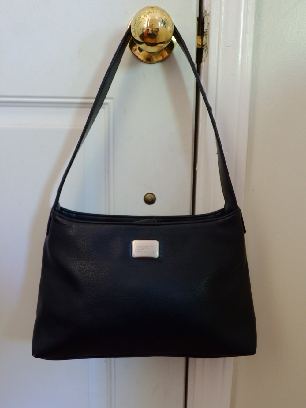 Esprit Black Shoulder Bag with Silver Logo Plaque